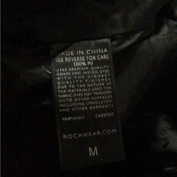 Rocawear black imitation leather jacket string of chains on back and pockets med - Picture 6 of 11